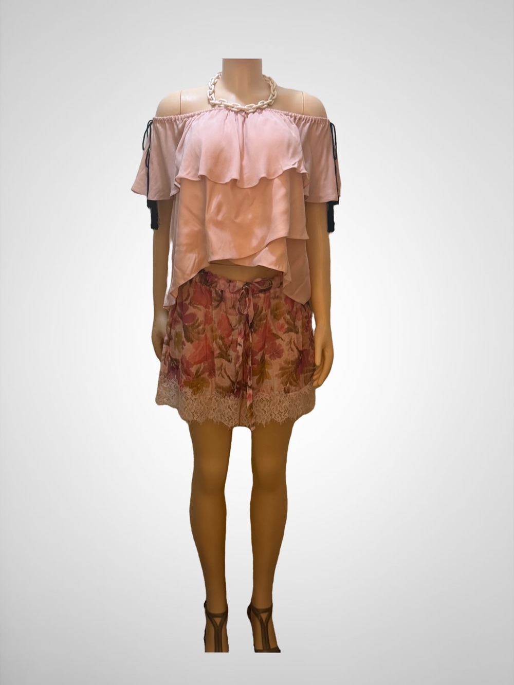 Floral Bohemian Ladies' Mid Waist Shorts In Polyester With Lace Detail Sz L - Picture 9 of 12